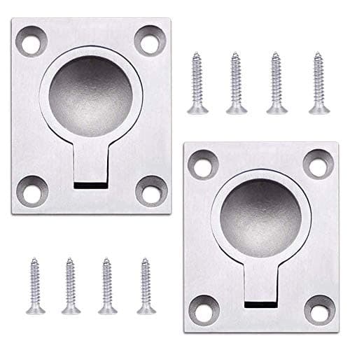 Image of RongLeDAI 2 Pack Flush Ring Pull Handle Hatch Locker 49 x 39 mm Boat Locker Cabinet Hidden Handle，Stainless Steel Marine Yacht Drawer Door Hardware