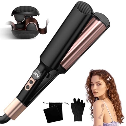 Image of UKLISS Hair Waver Crimper - Pro Mini Beach Waves Curler, LCD-Display [250-400°F], Mermaid Waver for Wavy Hair, Lightweight & Compact Size Wave Curling Iron Crimpers for Women, Dual Voltage (Black)