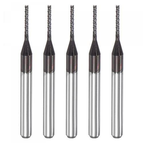 Image of sourcing map End Mill CNC Router Bits, 1mm x 7mm 1/8" Shank Diamond Film Coated Carbide Engraving Bit Milling Cutter Left Hand for PCB Plastic Fiber Wood 5pcs