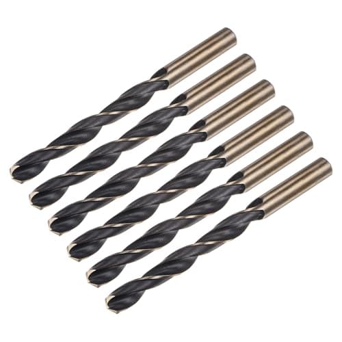 Image of sourcing map 6pcs Jobber Drill Bits 12mm (0.472") Black Nitride & Gold Titanium Coated M2 High Speed Steel (HSS) Twist Drill Bits for Stainless Steel Aluminum Alloy Metal