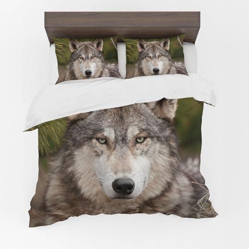 Image of Adam Home 3D Duvet Cover Set With Pillowcases Home Bedroom Décor Digital Printed Microfiber Super King Bedding Set Made in UK|Wolf in Jungle