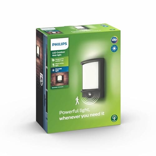 Image of Philips myGarden Samondra LED Outdoor Wall Light with Motion Sensor [Anthracite] For Garden, Patio and Outdoor. 2700K
