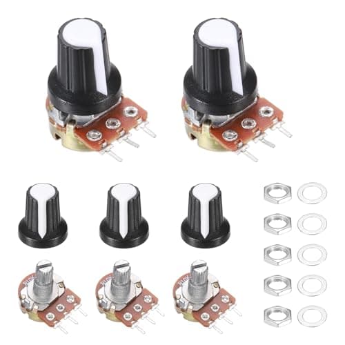Image of sourcing map 5Pcs WH-148 Potentiometer 3Pins B10K Ohm Linear Taper Rotary Potentiometer XH2.54 Variable Resistor Potentiometers with 5 Plastic Knobs for Audio Equipment, DIY Electronics