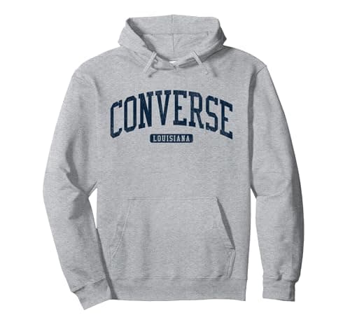 Image of Converse Louisiana LA College University Style Blue Pullover Hoodie, Adult Unisex, Heather Grey, Medium