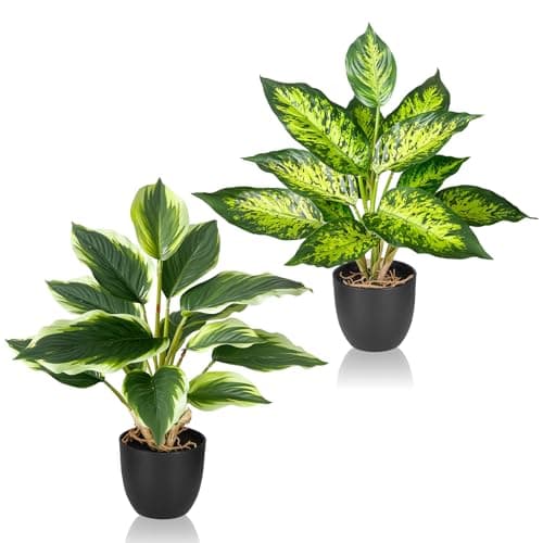 Image of Fentar 2 Pack Artificial Plants Indoor, Fake Plant with Pot for Home Decor, Vibrant Fade-Resistant Color, 41cm Large Faux Plants Decoration for Bathroom, Office, Desk, Living Room, Windowsill