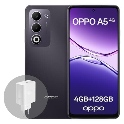 Image of OPPO A5 4G 4GB RAM + 128GB ROM, Unlocked Smartphone with AI, 6.67" 90 Hz display, 50MP AF camera, 6000 mAh battery, IP65 Water and Dust Resistance, Midnight Purple (Include 45W SUPERVOOC Charger)