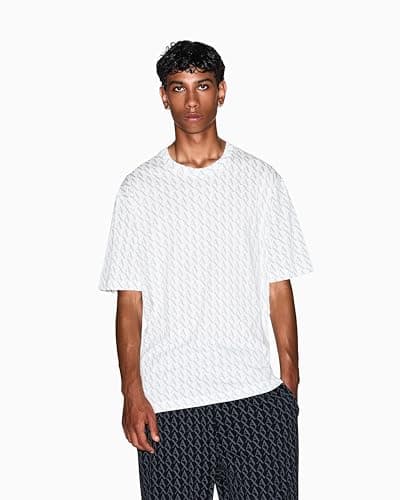 Image of Armani Exchange Men's Allover Logo Tee, T-Shirt, White, L