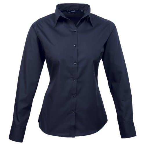 Image of Premier Fitness Women's Poplin Long Sleeve Blouse, Blue (Navy), (Size:10)