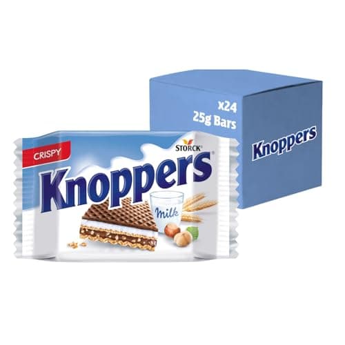 Image of Knoppers Chocolate Hazelnut Wafers, Crispy, Nutty Wafers in Convenient Packs, 25 g (Pack of 24)