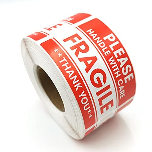 Image of 500 Labels Fragile Sticker for Packing Boxes Red Warning Label Fragile Label for Packing Boxes Strong Adhesive Sticker Handle with Care 2" x 3"
