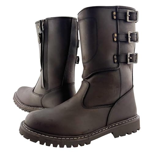 Image of VPR R50 Tanker Brut Motorcycle Boots for Men – Full Grain Leather Boot CE Approved EN13634:2020 Touring Boots with Side Zip (10.5 UK, UK Footwear Size System, Adult, Men, Numeric, Medium, 10.5)