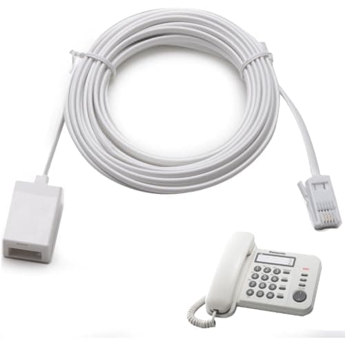 Image of Oupdate 5M BT Telephone Extension Cable, 6P4C BT Male to Female Extension Cable Straight Through Phone Cables for Landline, UK Landline Phone Cord for Home and Office RJ11 Fax Modem Extender