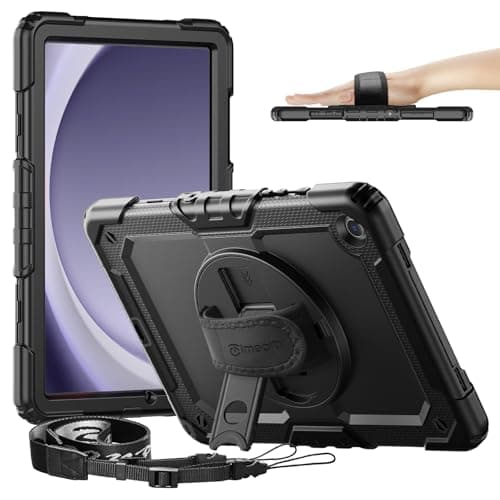 Image of Timecity Case for Samsung Galaxy Tab A9 Plus/ A9+ 11 Inch 2023 (SM-X210/X216/X218),Shockproof Cover with Screen Protector, 360 Rotating Stand/Hand Strap/Pencil Holder for Samsung A9+ Tablet Case,Black