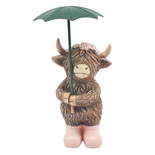 Image of Lesser & Pavey Highland Cow Rainy Days Home Decor Figurines & Ornaments For Home & Office | Decorative Home Accessories Statues For Indoor & Outdoor | Lovely Gifts for Women & Men