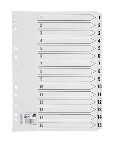 Image of 5 Star Office Index 150gsm Card with Mylar Tabs 1-15 A4 White