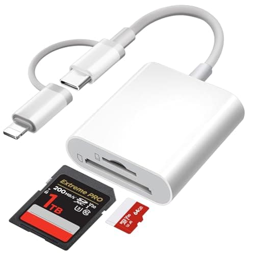 Image of [Apple MFi Certified] SD Card Reader for iPhone iPad, Lightning USB C SD Card Reader for MicroSD/SD, 2 in 1 SD/TF Camera Card Viewer Memory Card Reader for iPhone/iPad/Macbook/Android Samsung/Camera