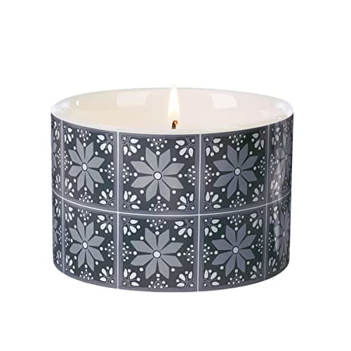 Image of Fired Earth Wax Lyrical Medium Ceramic Candle, Silver Needle Tea, Up to 26 Hour Burn time