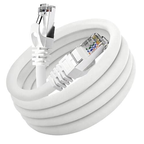 Image of ikbc Ethernet Cable 3m, Cat 6 Lan Cable 3m FTP Shielded Weatherproof, High Speed Internet Cable 1000Mbits, Gigabit Patch Cable RJ45 Wlan Cable Anti-Interference White for Router