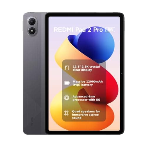Image of XIAOMI REDMI Pad 2 Pro 5G, 8+256GB, 12.1" 2.5K 120Hz Crystal-clear Display, Massive 12000mAh, 4nm Processor with 5G, Dolby Atmos, Graphite Gray, Warranty 2 years, Charger Not Included