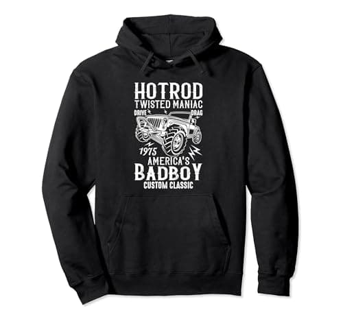 Image of HOTROD TWISTED MANIAC, AMERICA'S BADBOY, CUSTOM CLASSIC. 75' Pullover Hoodie