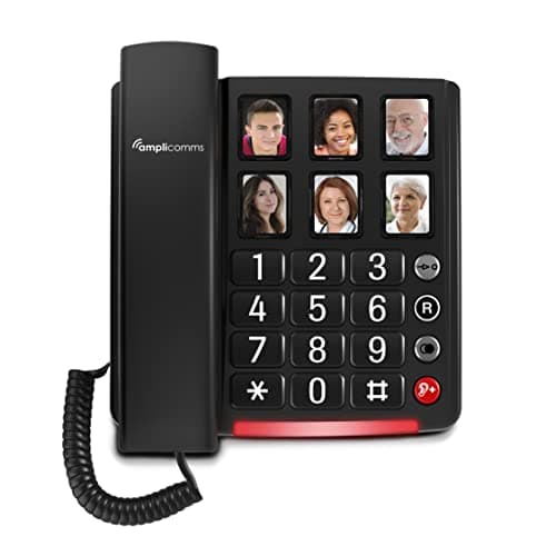 Image of Amplicomms BigTel 40 Plus, Corded Large Button Phone, Six Photo Direct Dial Buttons, Audio Boost +40dB, Extra Loud Ringtones, Hearing Aid Compatible