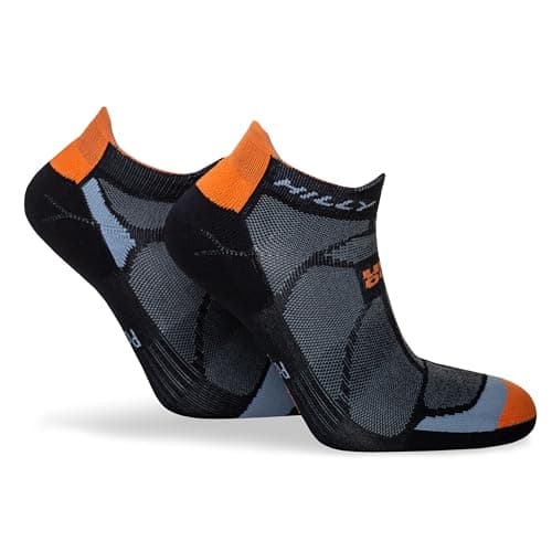 Image of Hilly Unisex Marathon Fresh - Socklet Min Cushioning, Running Sock, Black/Orange, L UK