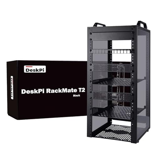Image of GeeekPi DeskPi RackMate T2, 10 Inch 12U Server Cabinet, 260mm Depth Mini Rack with Rack Shelf, Blank Panel & Patch Panel, for 10 Inch AV, NAS and Server Equipment (Black)