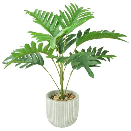 Image of Leixi Artificial Plants 36cm Adjustable Faux Leaves Plants with White Ceramic Pot,Indoor Outdoor Decor