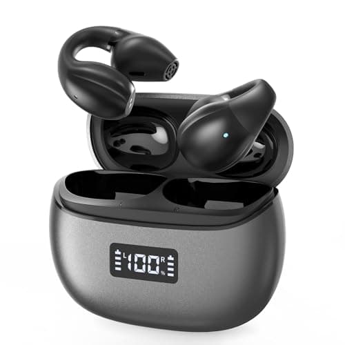 Image of BNARQP Open Ear Clip Earbuds Bluetooth 5.3 Clip-On Wireless Earphones for Sports 48H Playtime Charging Case LED Display IPX7 Waterproof Open Ear Headphones for Running Fitness
