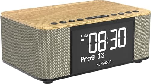 Image of Kenwood CR-ST40DAB-M Stereo Alarm Clock Radio with 3 Alarm Times, DAB+, FM, Bluetooth, USB, Charging Function, Large Display, 5-Level Dimmable, 6 Watt RMS, Station Memory, Wood Look
