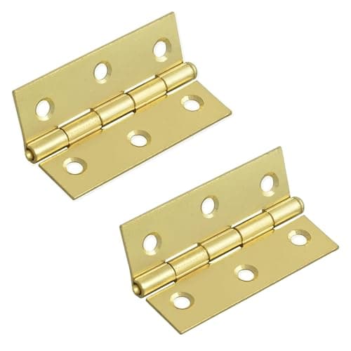 Image of Solid Brass Butt Hinges 75 mm 3 Inch Door Hinges Internal Cupboard Cabinet Hinges Polished Brass Finish Pack of 2