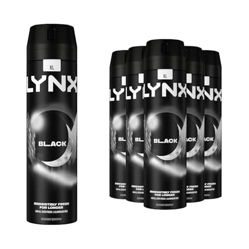Image of Lynx Black Deodorant Spray for Men 6 Pack, Body Spray with Long-Lasting Fragrance that Keeps You Fresh All Day, Suitable for All Skin Types, 200ml Each