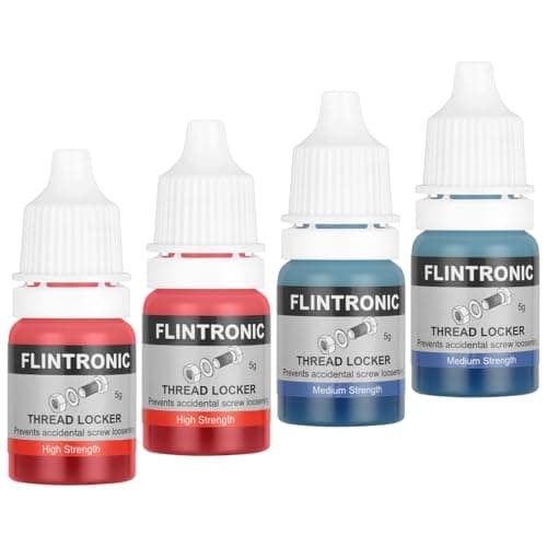 Image of Flintronic Thread Lock Blue and Red, 4PCS 5ml Medium and High Strength Threadlocker, Locktight Threadlock Against Losening and Leakage, Lock and Seal Nuts, Bolts, Fasteners and Metals
