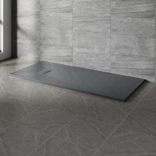 Image of NRG 1800x800mm SMC Rectangle Shower Tray Anthracite Slip-Resistance Bathroom Shower Base Easy to Clean