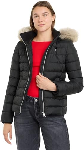 Image of Tommy Jeans Women's TJW BASIC HOODED DOWN JACKET EXT DW0DW18312, Black (Black), 5XL