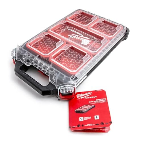Image of Milwaukee 4932471065 932471065 PACKOUT Compact Slim Organiser, Black, Red