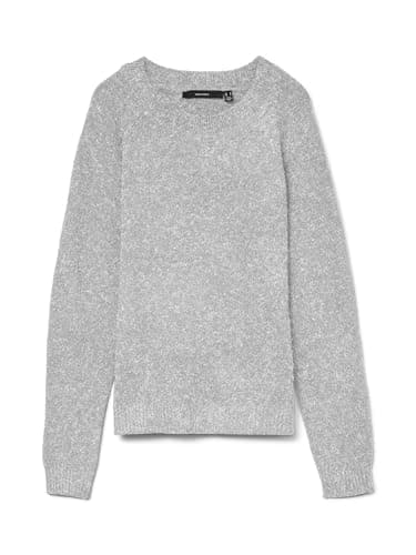 Image of VERO MODA Women's Vmdoffy Ls O-neck Blouse Noos Blouse, Grey (Light Melange Light Melange), 14 (Manufacturer size: Large)