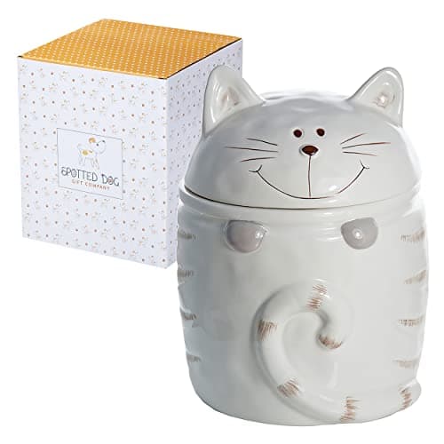 Image of SPOTTED DOG GIFT COMPANY Biscuit Barrel Ceramic Cookie Jar with Lid | Large Novelty Cat Treat Jar & Biscuit Storage | Cute Cats Themed Kitchen Accessories & Decor, Gifts for Cat Lovers Women Men