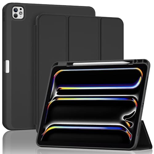 Image of ProCase for iPad Pro 13 Inch Case M5 2025/M4 2024 with Pencil Holder, iPad Pro 13" M4(Model: A3360 A3361 A3362 A2925 A2926 A3007) Trifold Stand Smart Folio with Soft TPU Back Cover -Black