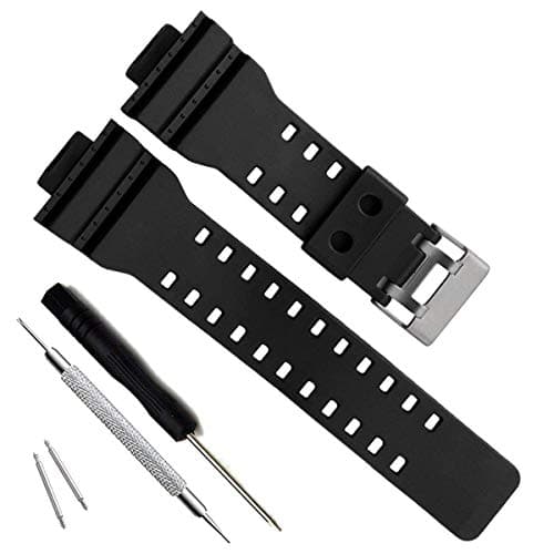 Image of Natural Resin Replacement Watch Band Strap for Casio Mens G-Shock GD120/GA-100/GA-110/GA-100C (Black)