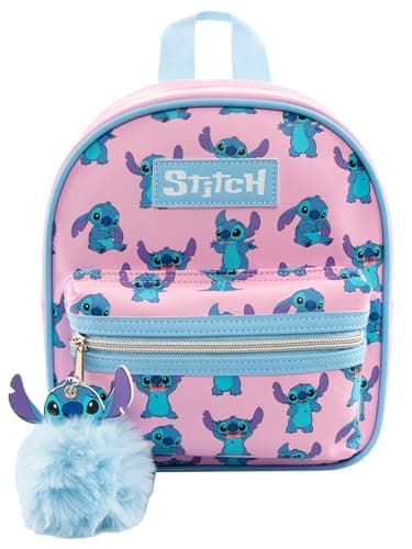 Image of Disney Stitch Backpack | Girls Mini Backpack With Stitch Keyring | Bags For Girls | Girls Backpacks | One Size Pink