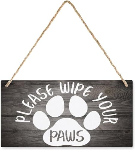 Image of 5x10 Inch Decorative Sign For Front Door Outside Please Wipe Your Paws Sign farmhouse Wooden Hanging Sign Rustic Wall Art Plaque Decor For Front Door Porch Yard