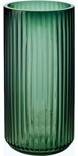 Image of Vzmiza 26 cm Premium Thickened Green Glass Vase - Ribbed Glass Flower Vase for Rustic Home Decor, Decorative Vases for Flowers for Modern Farmhouse, Ideal for Shelf, Mantle, Table Entryway Décor