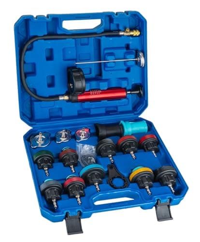 Image of GOTLUCK 19PCS Cooling System Radiator Pressure Tester Kit,Universal Water Tank Leak Detector Adapter,Car Cooling System Tester Kit for Most Car Brands