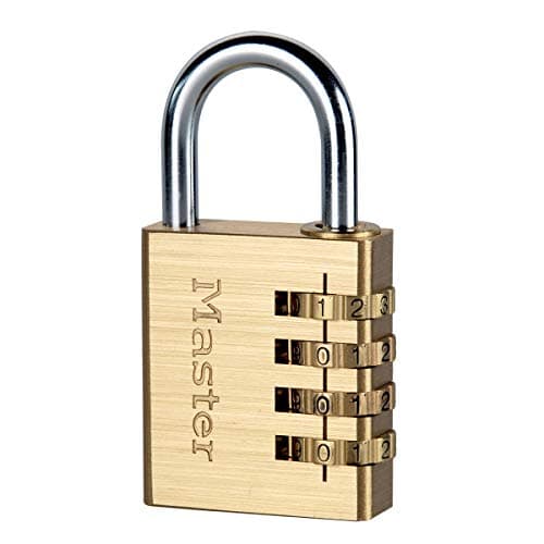 Image of Master Lock 604EURD 4-Digit Combination Padlock with Aluminium Body and Brass Finish, Gold, 8.1 x 4 x 1.8 cm