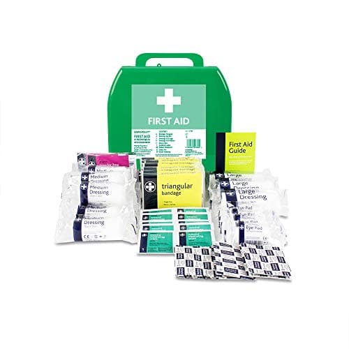 Image of Lewist-Plast Premium Medium 11-20 Persons First Aid Kit Box - Complete with Integrated Carry Handle and Wall Mounting System, Ideal for Schools and Offices, Equipped with Emergency Supplies