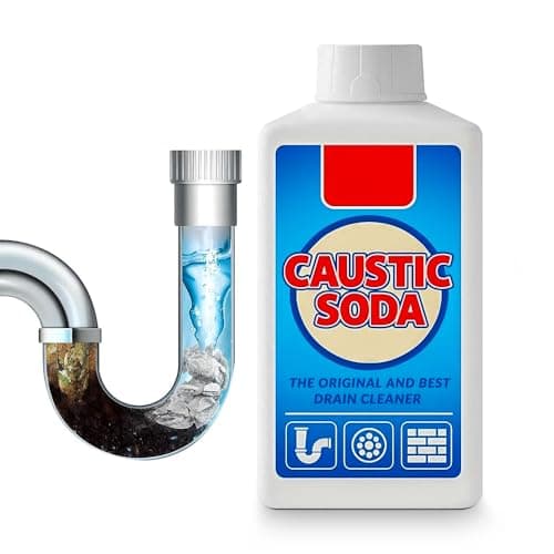 Image of Caustic Soda Drain Unblocker Powder 1kg Professional Strength for Kitchen & Bathroom Sinks - Fast-Acting Pipe Cleaner - Removes Hair, Grease & Blockages