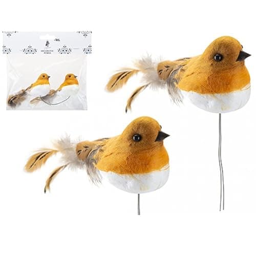 Image of Artificial Robins with Feathers 10cm/4 inches -Christmas Tree Robins - Ideal Xmas Tree Decoration (6)