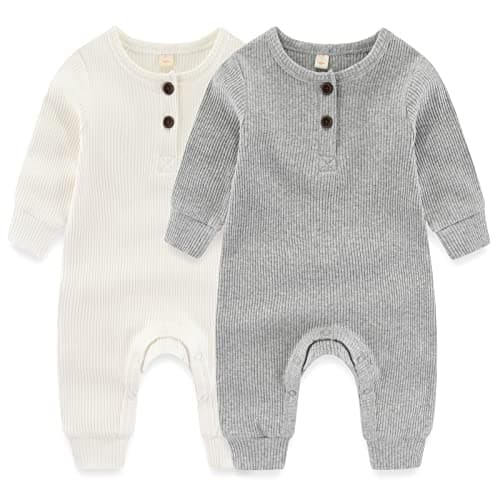 Image of MAMIMAKA Baby Boys Pajamas Cotton Footless one-Piece Jumpsuit Newborn Baby Grow for Sleep and Paly, 0-3 Months