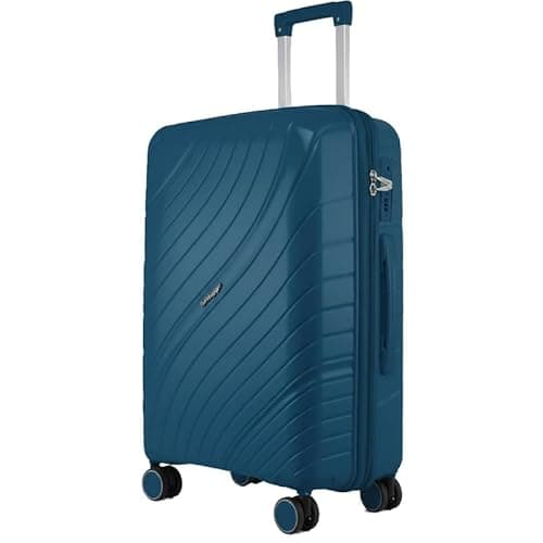 Image of Fly Kite Luggage 20 Inch Cabin Suitcase 100% Polypropylene Hard Shell with Aluminium Trolley Handle Real TSA Secure Lock 3 Digit 360° Smooth Wheels Lightweight Suitcase|Teal Blue